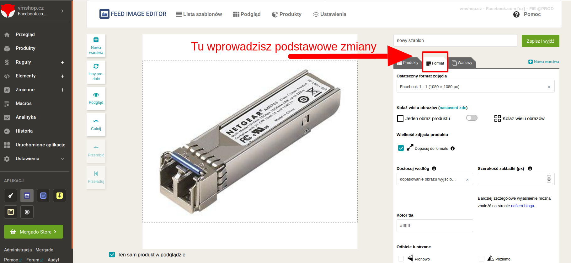 Pierwsze kroki z Feed Image Editor - gdzie dokonać podstawowych edycji takich jak zmiana rozmiary, obrucenie obrazu, itp.